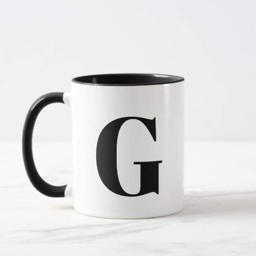 Modern Monogram Initial Letter Black  Mug