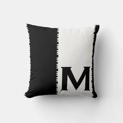 Modern Monogram Initial Letter Black White Throw Pillow