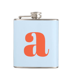 Modern Monogram Initial Letter Blue Orange Wedding Flask