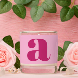 Modern Monogram Initial Letter Bold Pink Scented Candle