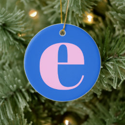 Modern Monogram Initial Letter Bright Blue Pink Ceramic Ornament