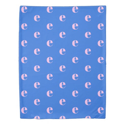 Modern Monogram Initial Letter Bright Blue Pink Duvet Cover