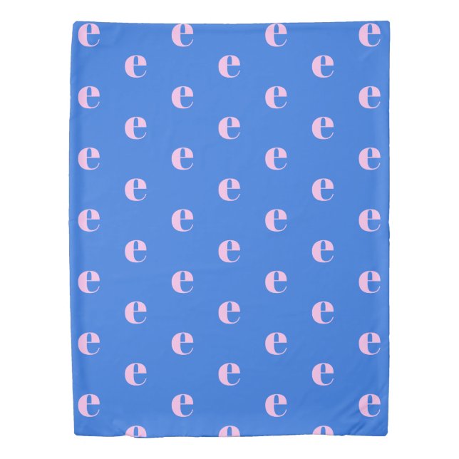 Modern Monogram Initial Letter Bright Blue Pink Duvet Cover (Front)