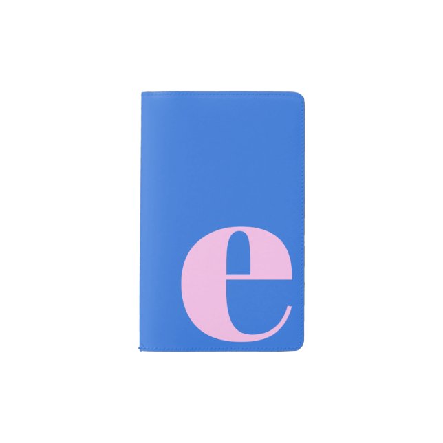 Modern Monogram Initial Letter Bright Blue Pink Pocket Moleskine Notebook (Front)