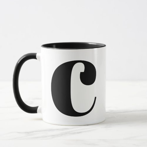 Modern Monogram Initial Letter C Black and White Mug