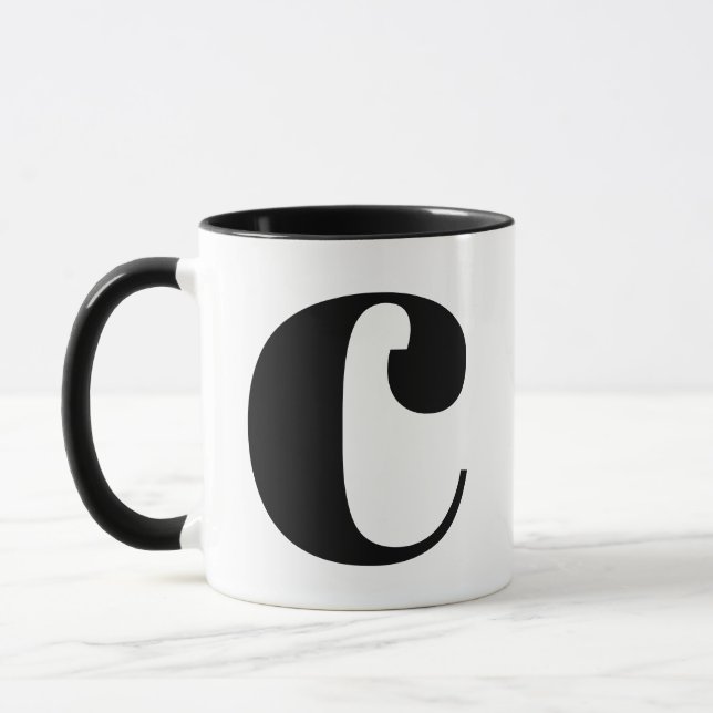 Modern Monogram Initial Letter C Black and White Mug (Left)