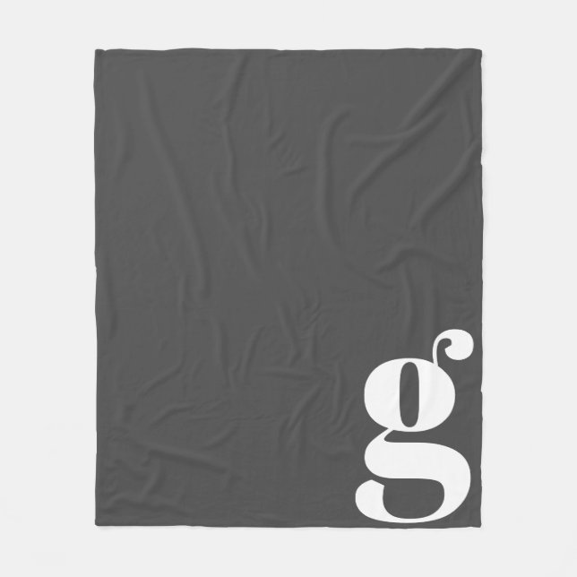 Modern Monogram Initial Letter Chic Black White Fleece Blanket (Front)