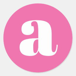 Modern Monogram Initial Letter Colorful Hot Pink Classic Round Sticker