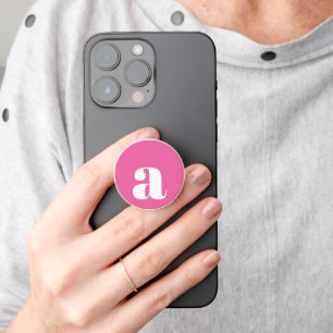 Modern Monogram Initial Letter Colorful Hot Pink PopSocket