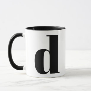 Modern Monogram Initial Letter D Black and White Mug