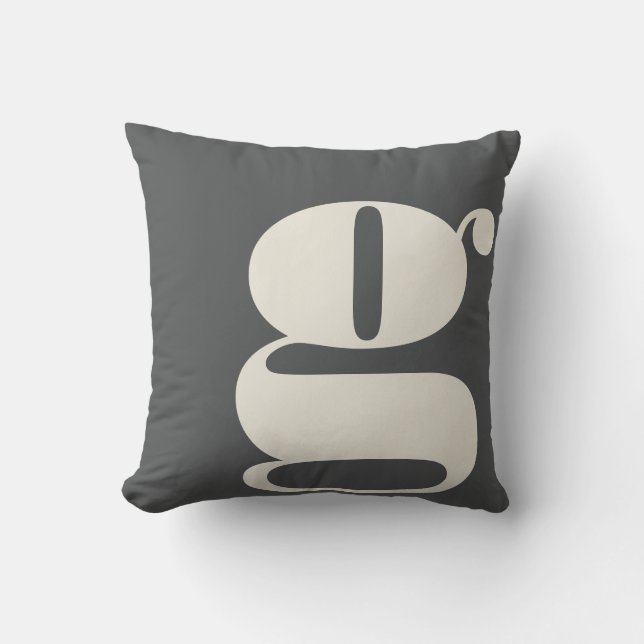 Modern Monogram Initial Letter | Dark Grey Throw Pillow (Front)