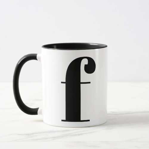 Modern Monogram Initial Letter f Black and White Mug