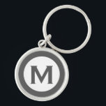 Modern Monogram Initial Letter Gray Keychain<br><div class="desc">Modern monogrammed keychain with monogram initial in gray and white.</div>