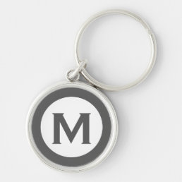  Modern Monogram Initial Letter Gray Keychain