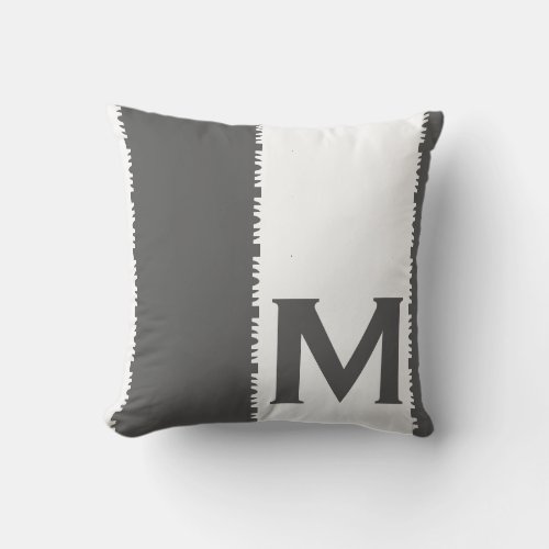 Modern Monogram Initial Letter Gray Throw Pillow