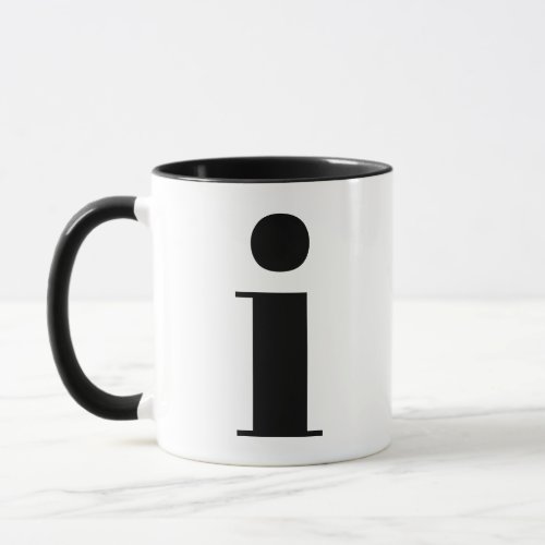 Modern Monogram Initial Letter i Black and White Mug
