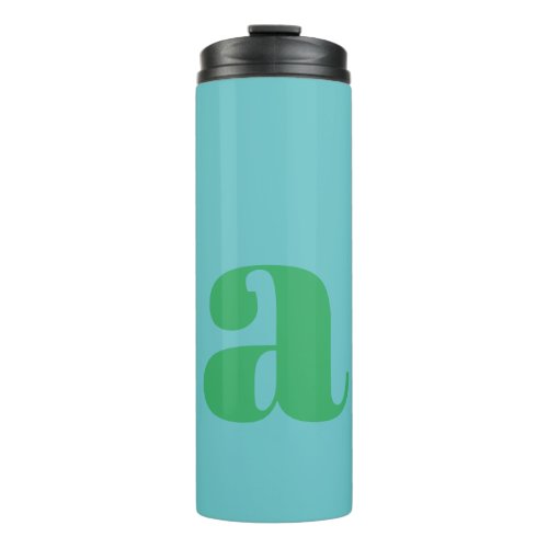 Modern Monogram Initial Letter in Blue and Green Thermal Tumbler