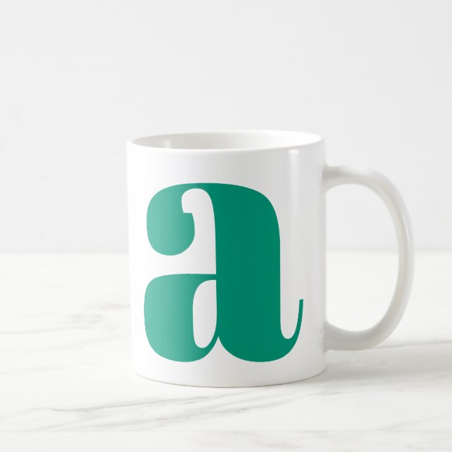 Modern Monogram Initial Letter in Emerald Green Coffee Mug (Right)