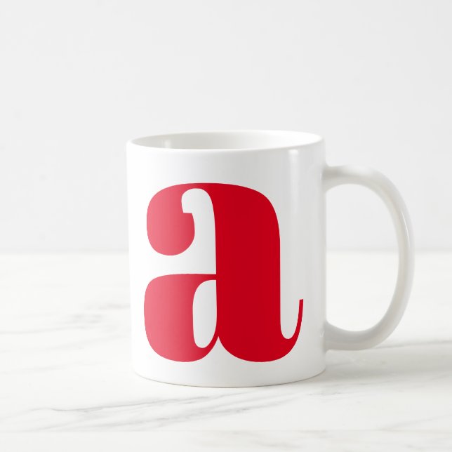 Modern Monogram Initial Letter in Red Coffee Mug (Right)