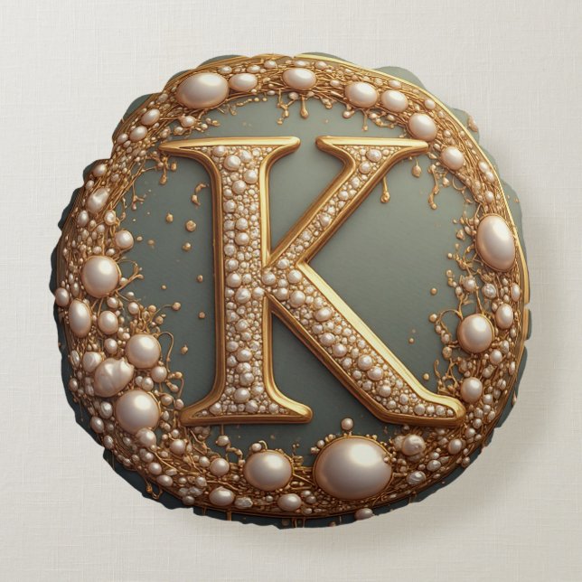 Modern Monogram Initial Letter K Round Pillow (Front)