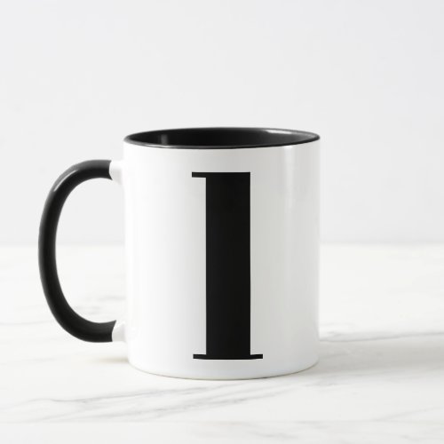 Modern Monogram Initial Letter l Black and White Mug