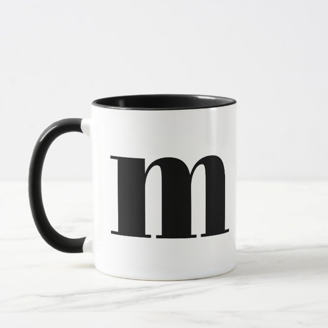 Modern Monogram Initial Letter m Black and White Mug (Left)