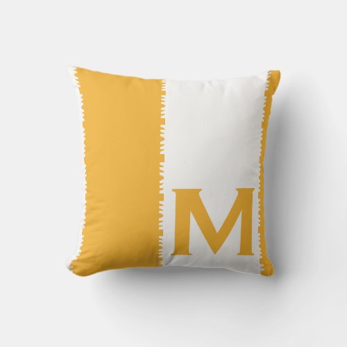Modern Monogram Initial Letter Mustard Throw Pillow