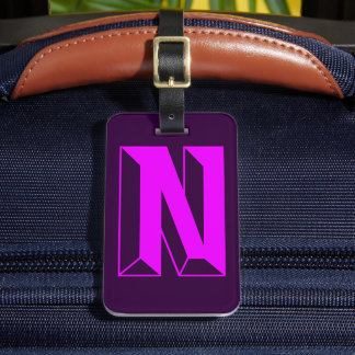 Modern Monogram Initial Letter N Luggage Tag
