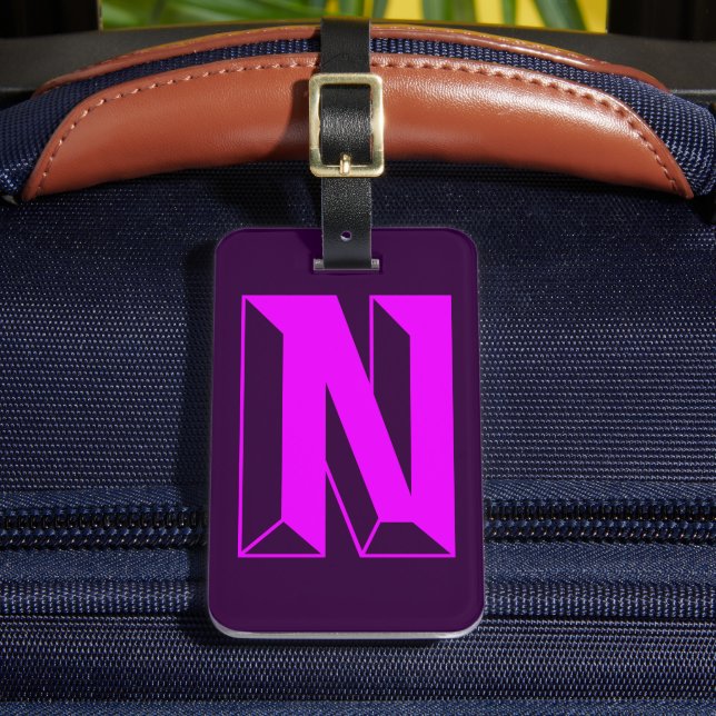 Modern Monogram Initial Letter N Luggage Tag (Front Insitu 2)