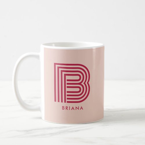Modern Monogram Initial Letter Name Pink Magenta Coffee Mug