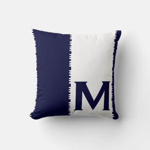 Modern Monogram Initial Letter Navy Throw Pillow