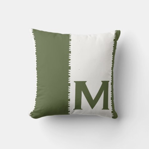 Modern Monogram Initial Letter Olive Green Throw Pillow