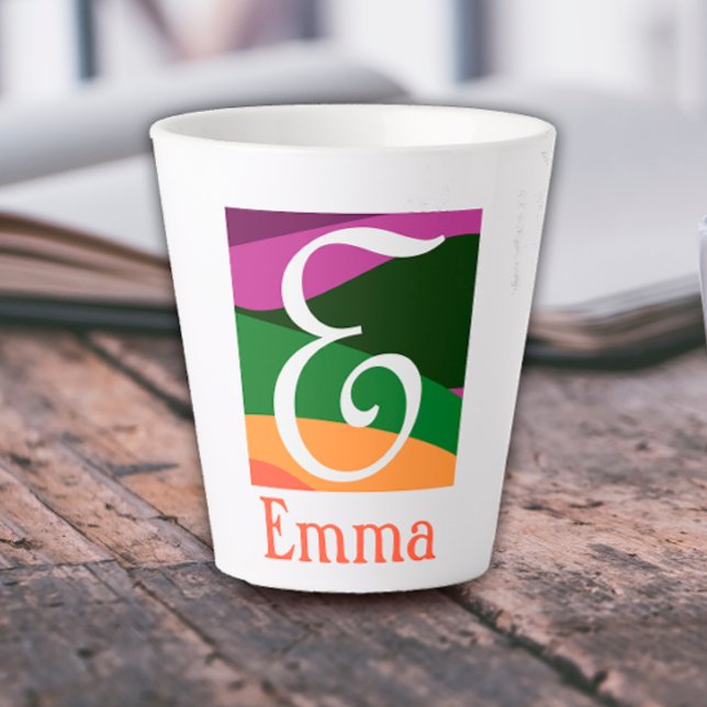 Modern Monogram Initial Letter orange  Latte Mug (Creator Uploaded)