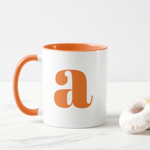 Modern Monogram Initial Letter Orange Mug