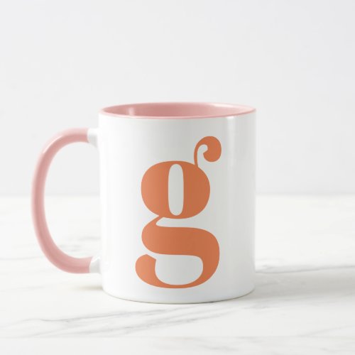 Modern Monogram Initial Letter Orange Pink Mug