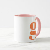 Modern Monogram Initial Letter Orange Pink Mug (Front Right)