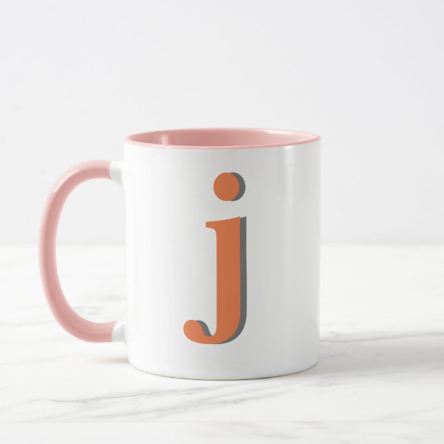 Modern Monogram Initial Letter Orange Pink Mug (Left)