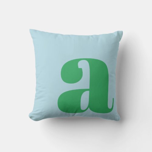 Modern Monogram Initial Letter Pastel Blue Green Throw Pillow