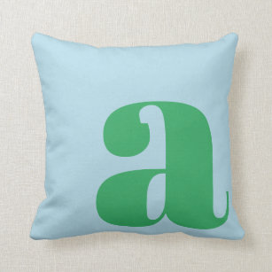 Modern Monogram Initial Letter Pastel Blue Green Throw Pillow