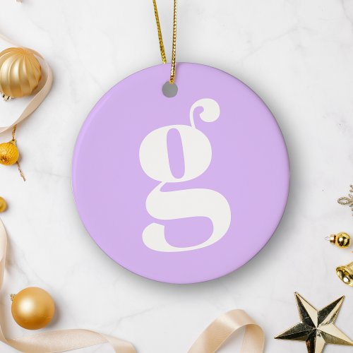 Modern Monogram Initial Letter Pastel Lavender Ceramic Ornament