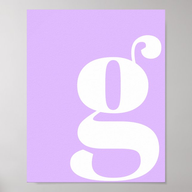Modern Monogram Initial Letter Pastel Lavender Poster (Front)