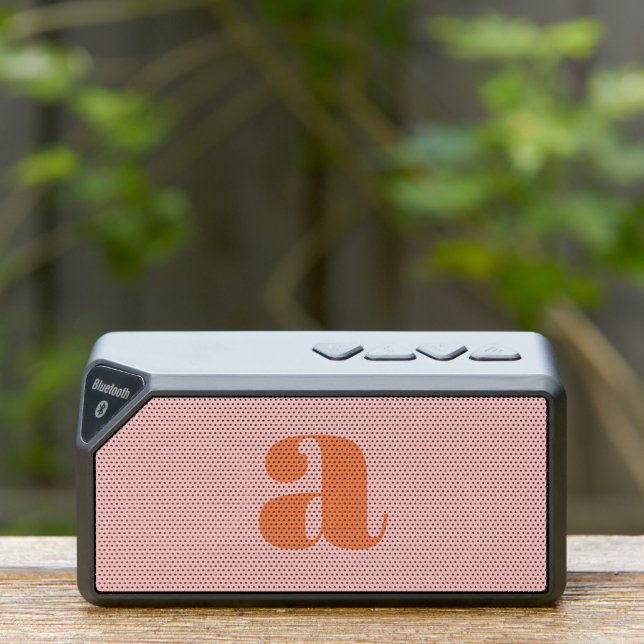 Modern Monogram Initial Letter Pastel Pink Orange Bluetooth Speaker (Insitu(Outdoor))