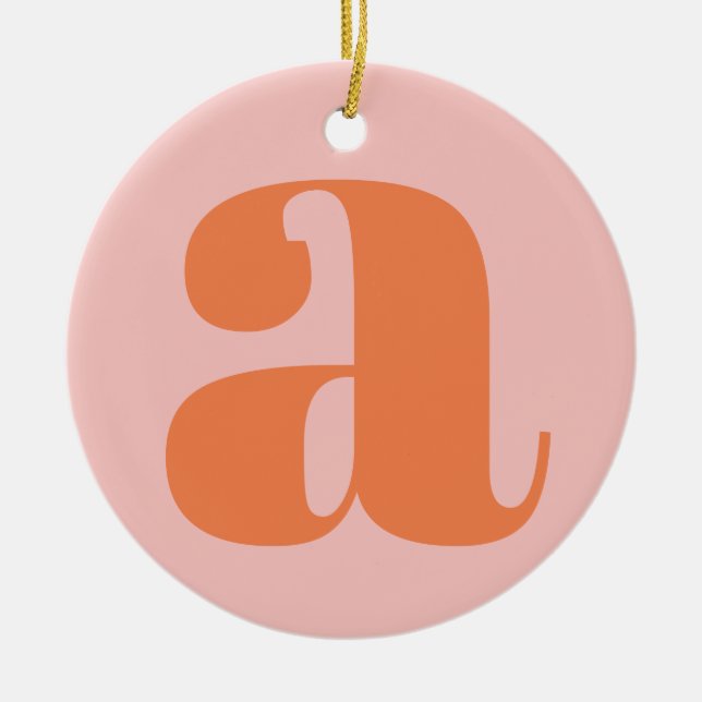 Modern Monogram Initial Letter Pastel Pink Orange Ceramic Ornament (Front)