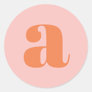 Modern Monogram Initial Letter Pastel Pink Orange Classic Round Sticker