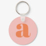 Modern Monogram Initial Letter Pastel Pink Orange  Keychain