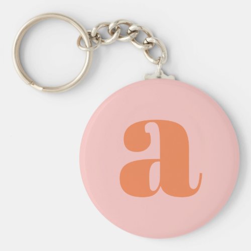 Modern Monogram Initial Letter Pastel Pink Orange  Keychain