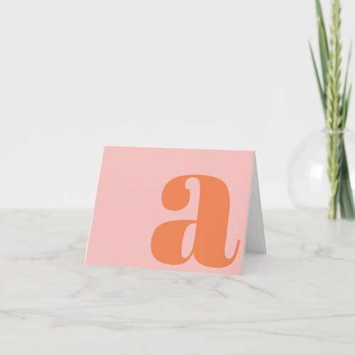 Modern Monogram Initial Letter Pastel Pink Orange Note Card