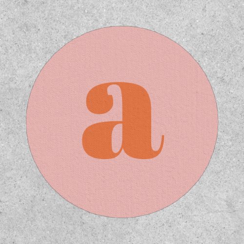 Modern Monogram Initial Letter Pastel Pink Orange Patch