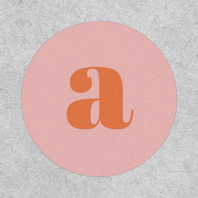 Modern Monogram Initial Letter Pastel Pink Orange Patch (Front)