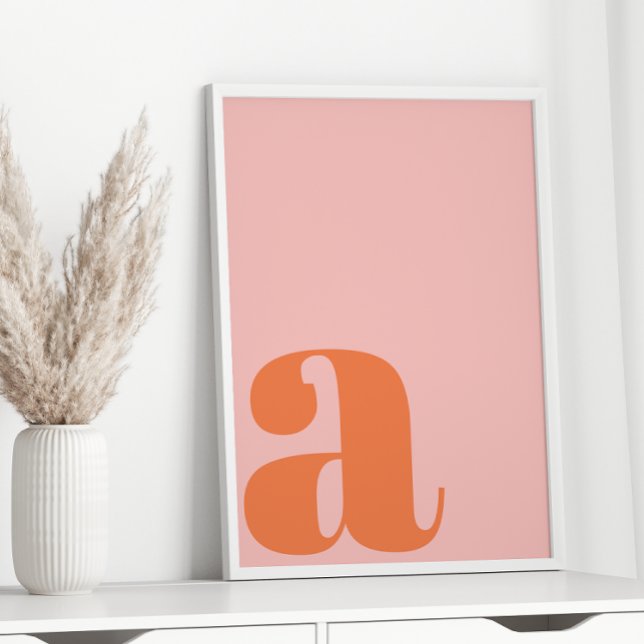 Modern Monogram Initial Letter Pastel Pink Orange  Poster (Creator Uploaded)